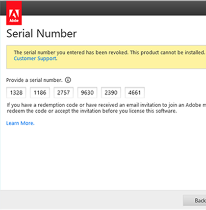Adobe cs4 invalid serial number